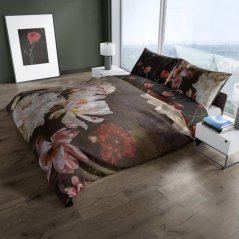Lenzuola di cotone sateen - peonia su sfondo scuro