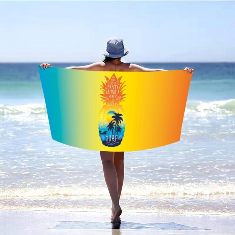 Schnell trocknendes Strandtuch mehrfarbig mit Ananas