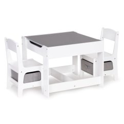 Set detského nábytku drevený stôl + 2 farebné stoličky