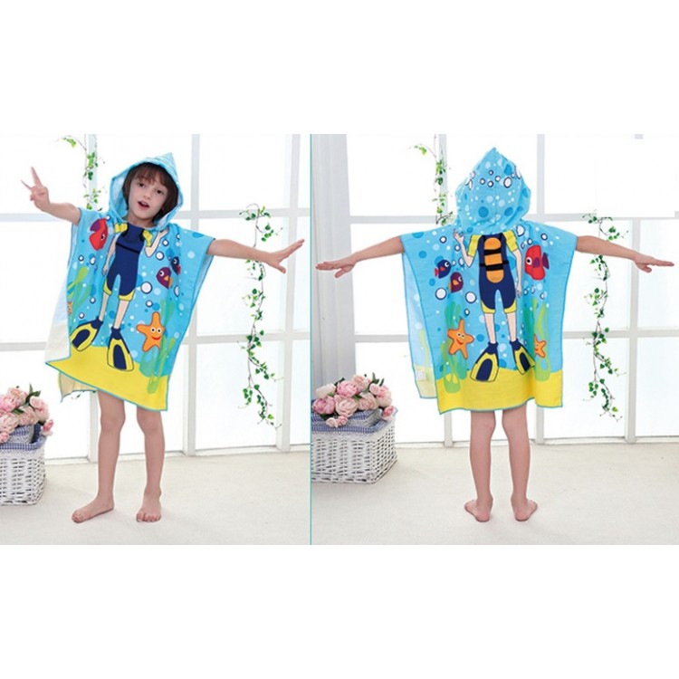 Detské plážové pončo s potápačom