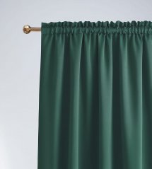 Elegáns sötétzöld függöny gyűrődő szalaggal 140 x 280 cm