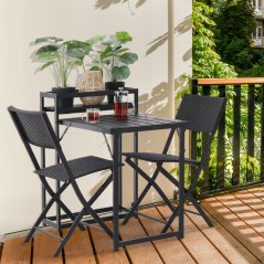 Garnitura namještaja za balkon ili terasu u crnoj boji