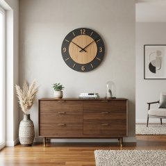 NORDIC OAK, стенен часовник от дъб с диаметър 75 см и безшумен механизъм