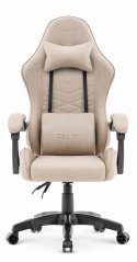 Геймърски стол CABRO C500 – от плат, с регулируема облегалка, товароносимост до 150 кг, бежов + ПОДАРЪК