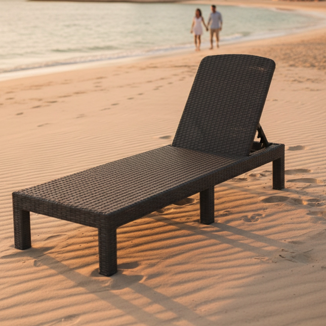 Lettino pieghevole per piscina e terrazza PREMIUM - grigio