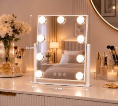 Hollywoodsko LED ogledalo za šminkanje s dodirnim kontrolama – 25 x 30 cm