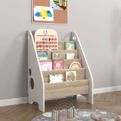 Praktická Montessori knihovna pro děti - sonoma + bílá