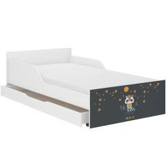 Tmavě šedá postel do dětského pokoje 180 x 90 cm s noční oblohou