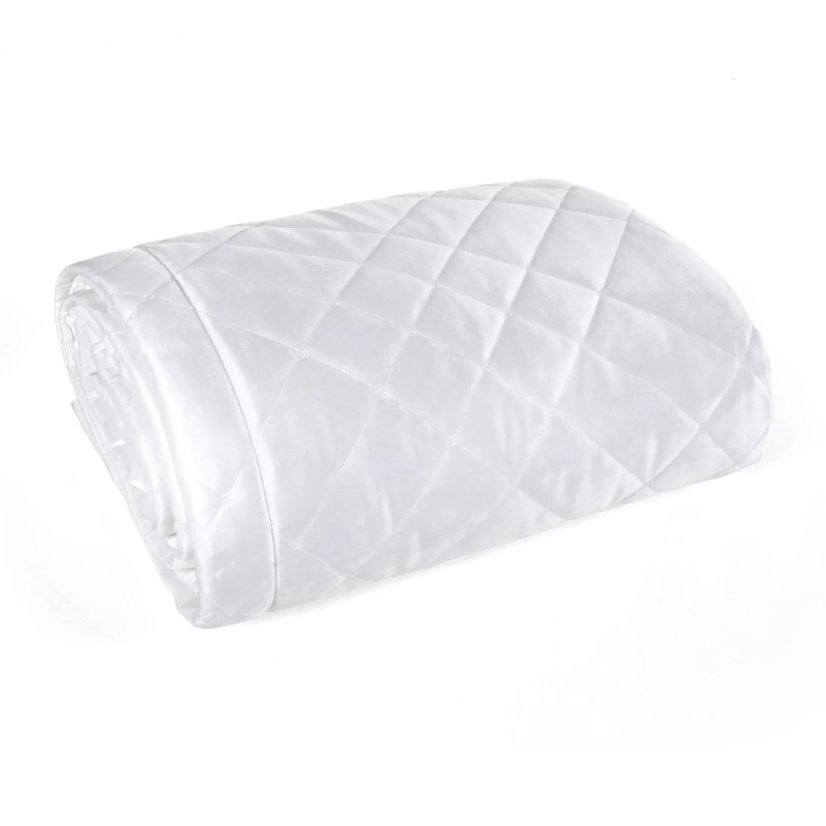 Elegáns bársony ágytakaró geometrikus steppeléssel - fehér