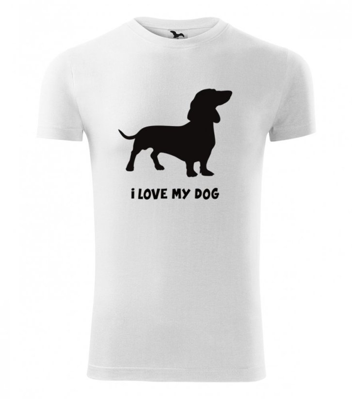 Bavlnené tričko s krátkym rukávom s potlačou psíka - Farba: Biela, Veľkosť: XL