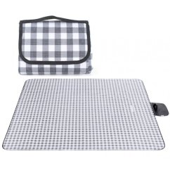 Pătură de picnic cu model în carouri gri 200 x 115 cm