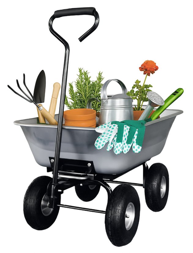 Cărucior de grădină 3 în 1 cu basculantă, capacitate de încărcare până la 250 kg, oțel galvanizat