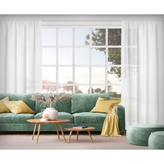 Elegantná biela záclona so zavesením na riasiacu pásku 140x 270 cm