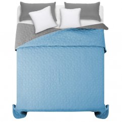 Oboustranné modro šedé přehozy na manželskou postel 220 x 240 cm