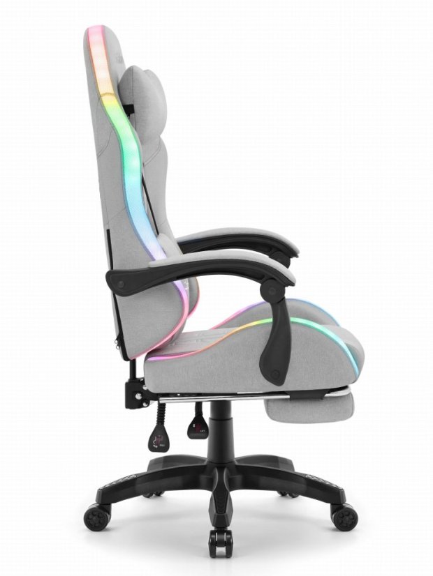 CABRO C501 gamerska stolica s LED rasvjetom i osloncem za noge, do 150 kg, siva
