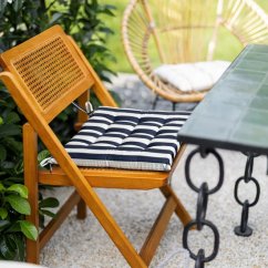 Vodeodolný exteriérový podsedák na stoličku 40 x 40 cm modro-biely