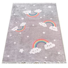 Preproga za otroško sobo - siva z mavrico