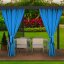 Luxuriöse blaue Außenvorhänge für den Gartenpavillon 155 x 240 cm