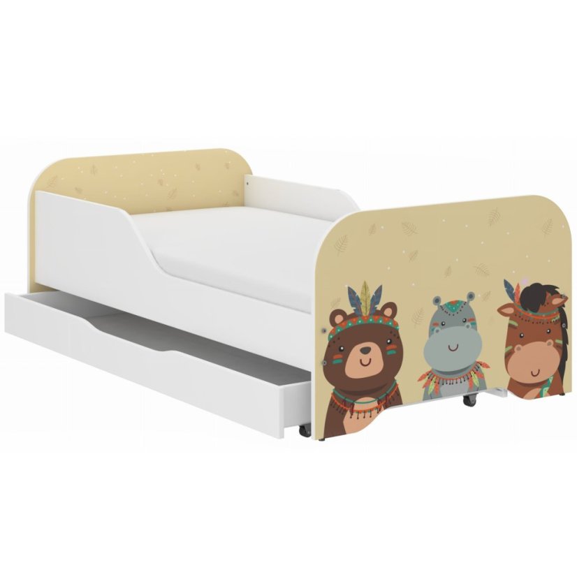 Pat pentru copii MIKI 160 x 80 cm cu animale safari