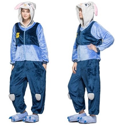 Modrý kigurumi overal s motivem králíka velikost L