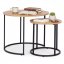 Set de 2 mese de cafea - mese rotunde cu decor din stejar