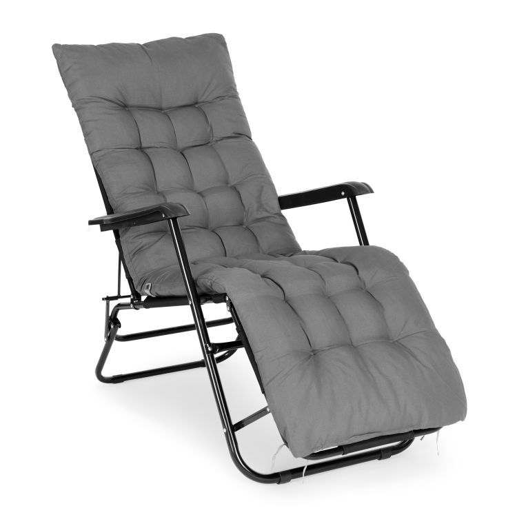 Sivý vankúš na záhradné lehátko 160 cm