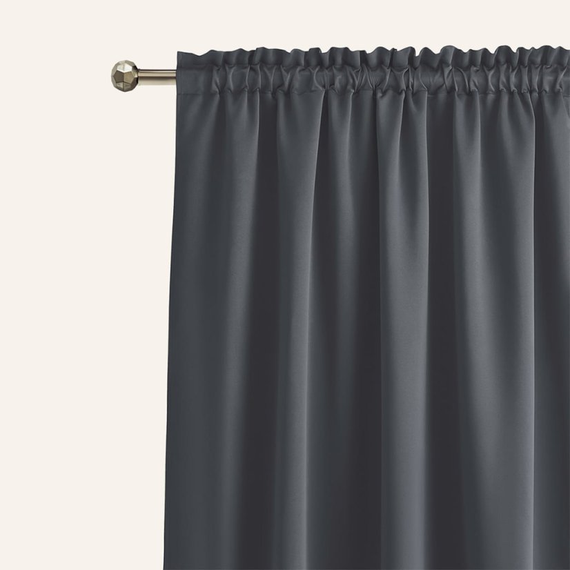 Modern sötétítő függöny ráncolószalaggal 140 x 250 cm - sötét szürke
