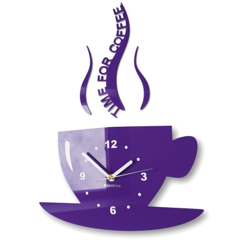 Стенен часовник Time for coffee - Цвят: лилаво
