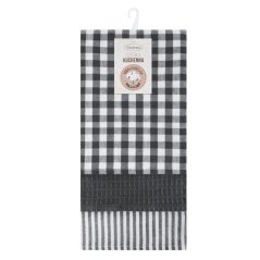 Set de 3 prosoape de bucătărie din bumbac gri