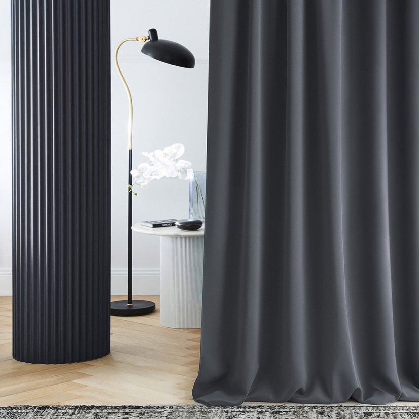 Modern sötétítő függöny ráncolószalaggal 140 x 250 cm - sötét szürke