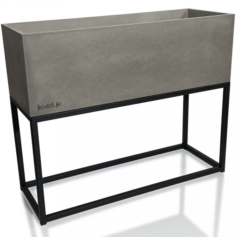 Kovový kvetináč v šedej farbe s hladkým povrchom LOFT FIORINO 62X22X50 cm