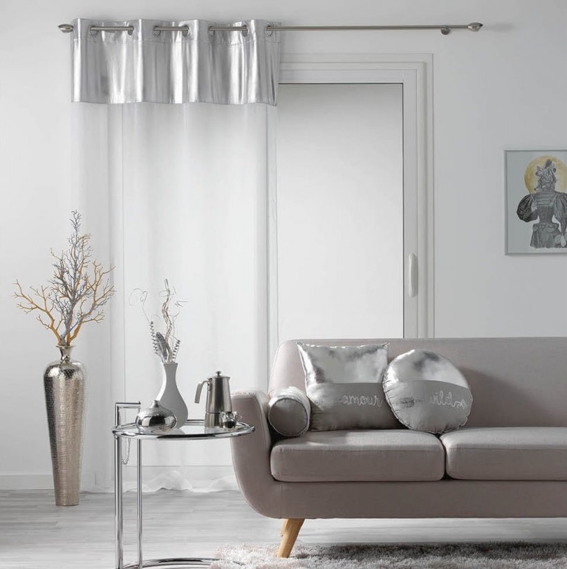Elegáns fehér függöny ezüst díszítéssel METALLIC 140x240 cm