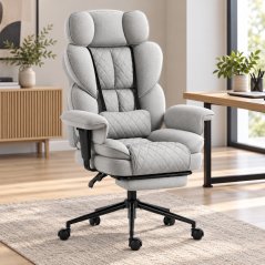 HC-1037 ergonomikus irodai fotel lábtartóval – szürke szövet