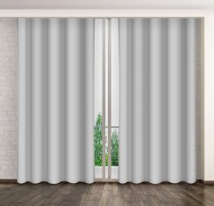 Svetlo sivý hotový záves do obývačky na kruhy