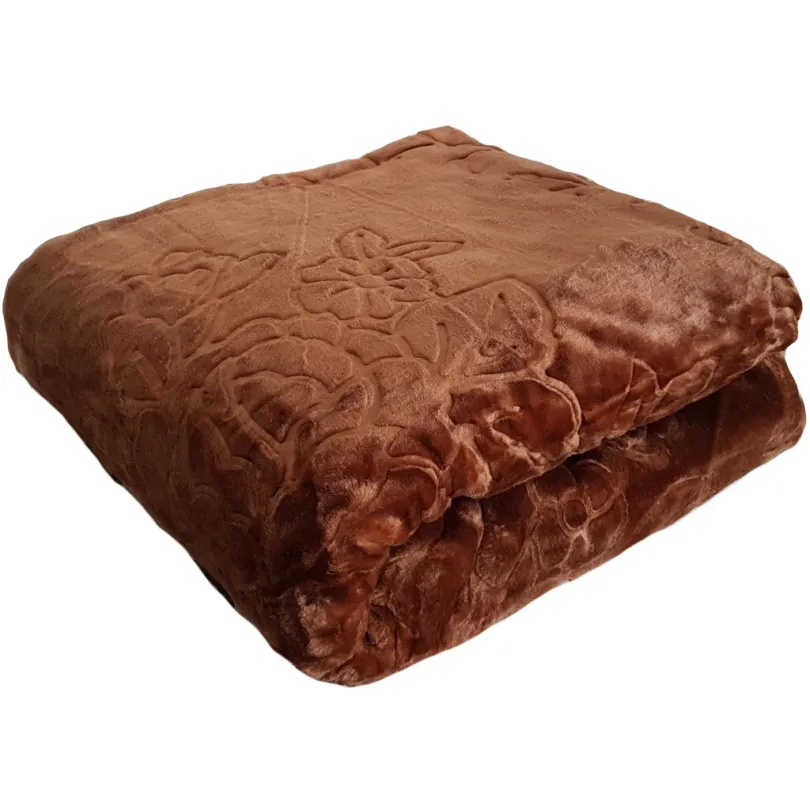 Coperta acrilica spessa di alta qualità di colore marrone con motivo in rilievo