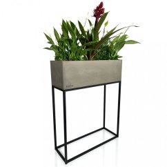 Hoher Pflanzkübel aus Metall in Grau mit glatter Oberfläche LOFT FIORINO 62X22X80 cm