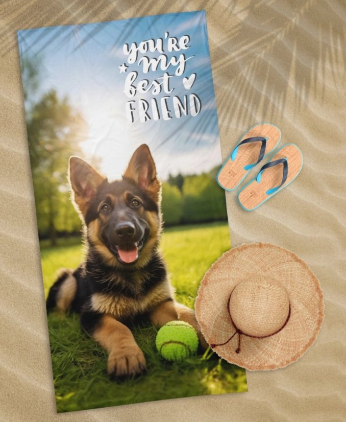 Detská plážová osuška so šteniatkom 100% bavlna