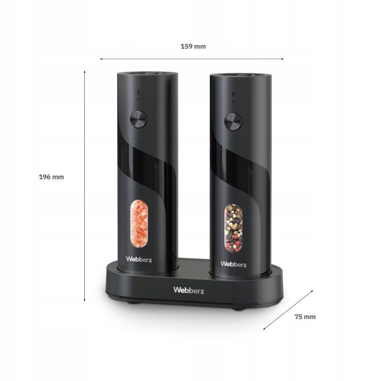 Két elektromos só- és borsőrlőből álló készlet