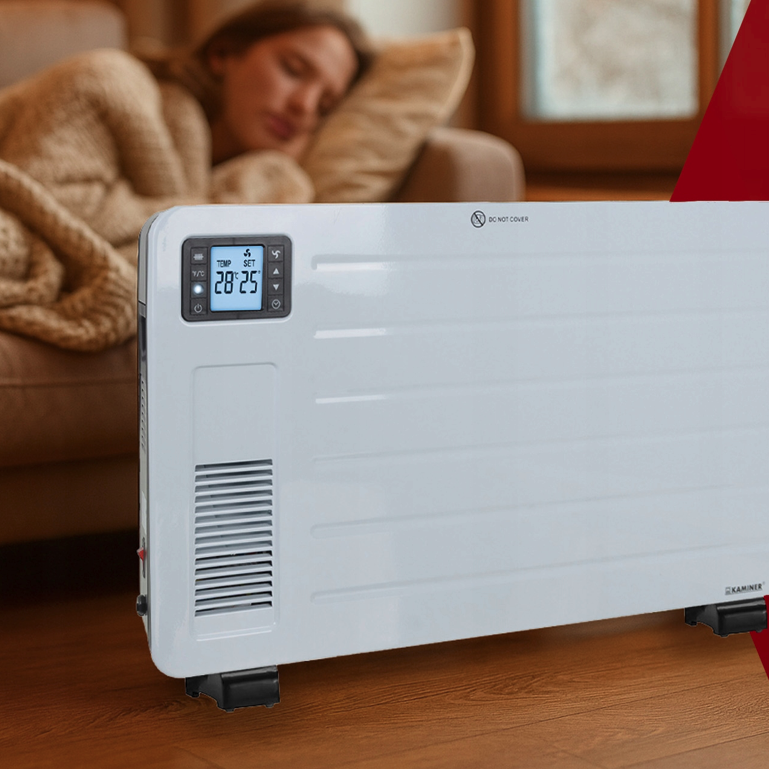 Energiatakarékos elektromos konvektor KAMINER ZIFLO 2300W WiFi vezérléssel és turbóventilátorral.