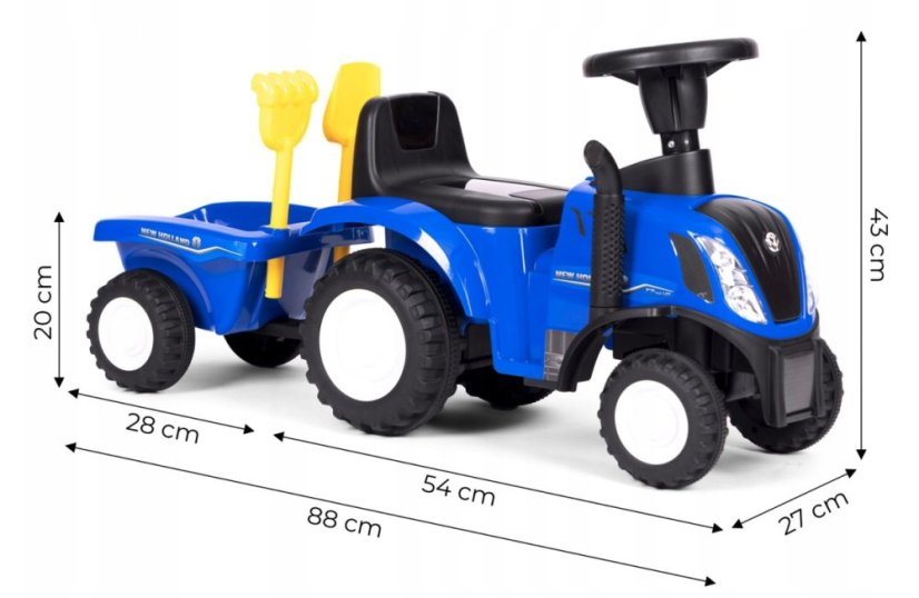 Trattore blu NEW HOLLAND con rivestimento e utensili