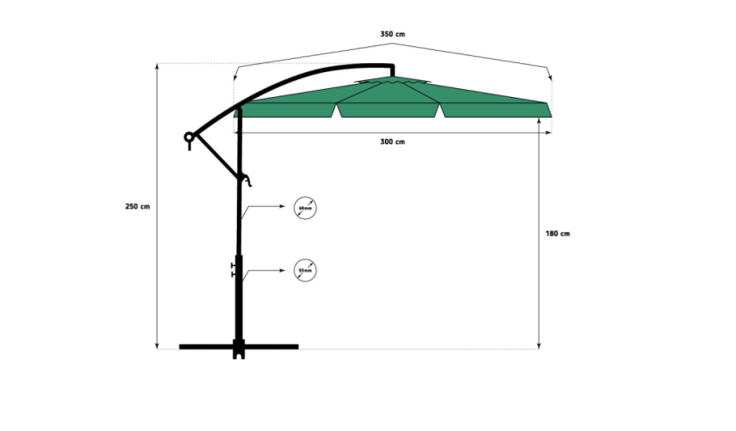 Veľký záhradný slnečník so stojanom zelenej farby
