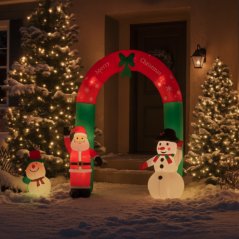 Felfújható karácsonyi kapu Mikulással és hóemberrel LED - 240 cm