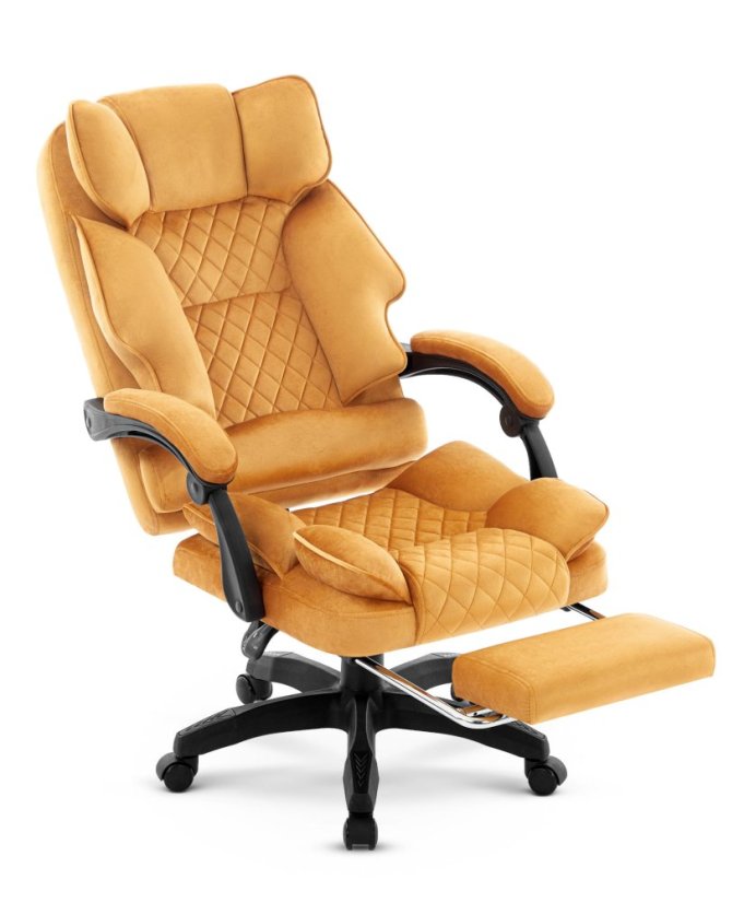 Ergonomická kancelárska stolička HC-1031 s podnožkou - horčicovo-žltá