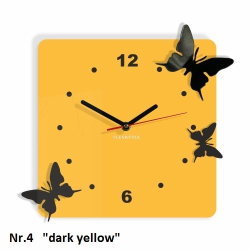 Červené nástenné hodiny 3D motýliky