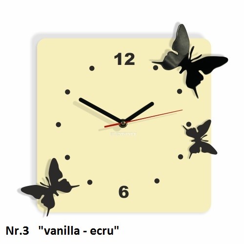 Červené nástenné hodiny 3D motýliky