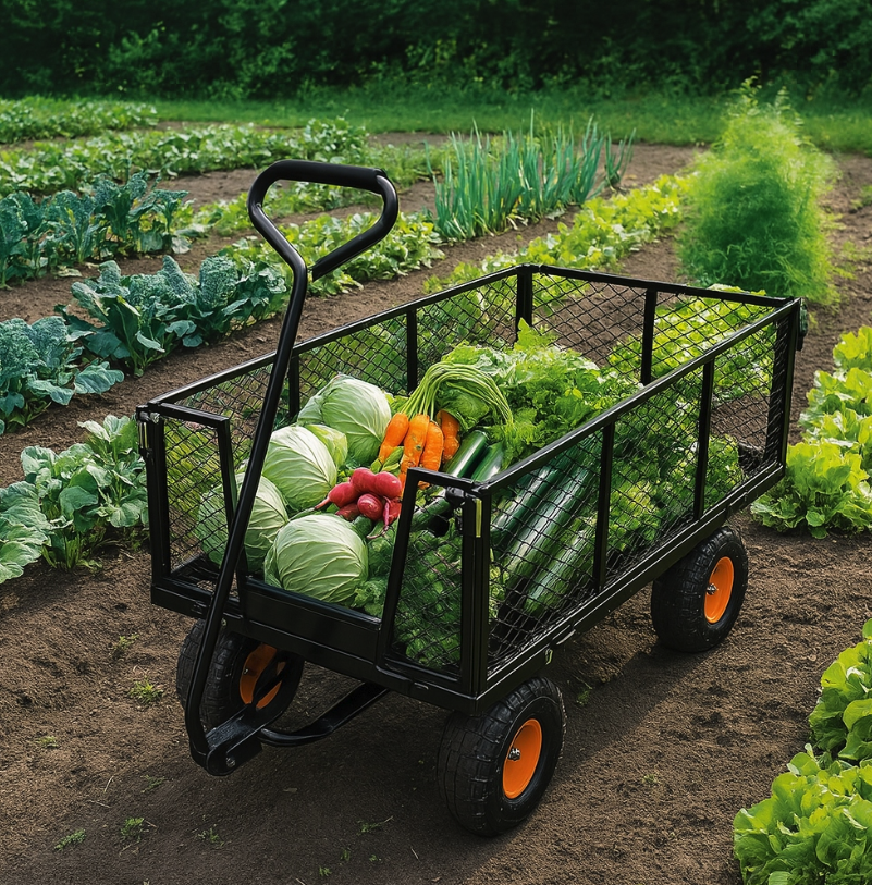 Gartenwagen auf aufblasbaren Rädern 220 l / 350 kg