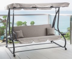 Gartenschaukel 210 × 120 × 170 cm – grau meliert mit Liegefunktion