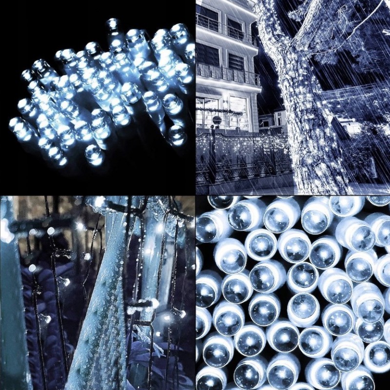 Crăciun LED iluminat alb rece - Număr de becuri: 100 LED/8 m