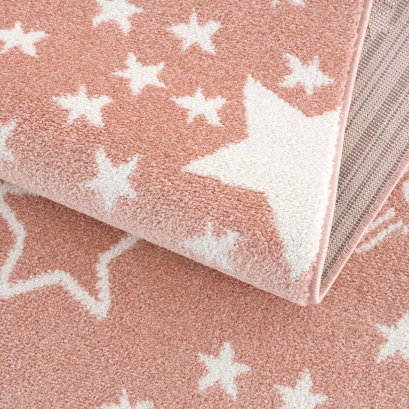 Ružičasti tepih za dječju sobu STARS