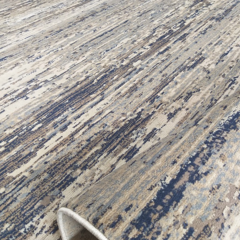 Béžovo modrý vzorovaný koberec do obývačky
